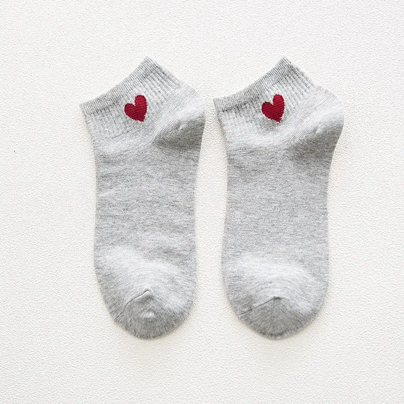 1 Pairs Women Short Socks Red Heart Cute College Fresh Female Socks Soft Cotton Summer Autumn Hot Sale Girls Sock Sox