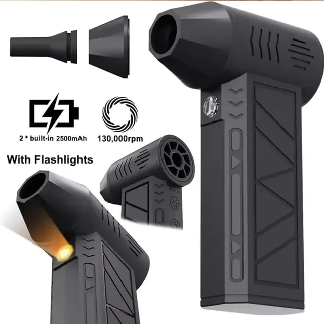 Nouveau Mini ventilateur Turbo Jet plumeau d'air électrique vitesse du vent réglable Turbo ventilateur violent Rechargeable avec outils de nettoyage de voiture légers 1