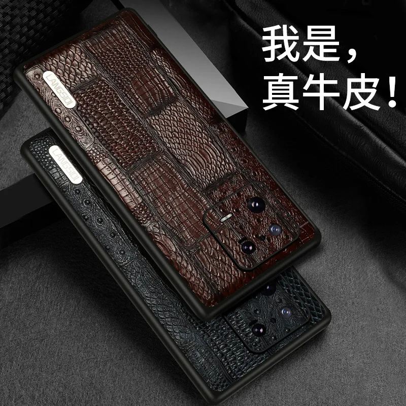 

Hot Sales Langsidi Luxury Brand Genuine Leather Retro Splice Phone Cases For Xiaomi Mi 13 12 12s 11 Ultra Mi13 Pro Cover Case