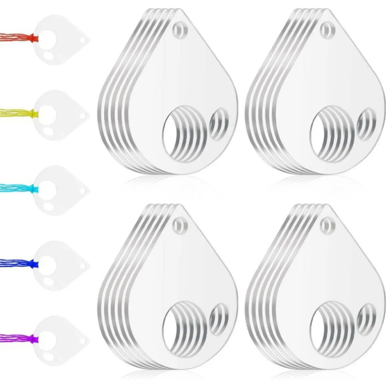 40Pcs Acrylic Cross Stitch Threading Board with Iron Ring DIY Craft Embroidery Thread Holder Clear Winding Boards Floss Bobbins