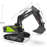 HUINA 1593 1/14 RC Excavator Truck Alloy 2.4GHz Radio Controlled Car 22 Channel Construction Vehicle Sound Toys for Boys Gifts 2