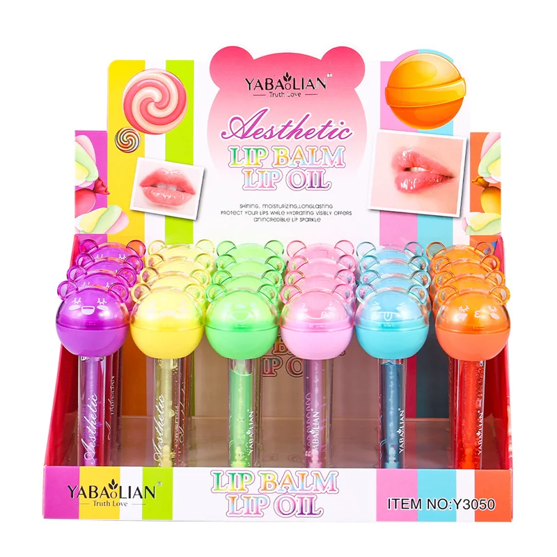 2 In 1 Cute Lollipop Lip Gloss Lasting Moisturizing Plumping Lip Plumper Mineral Oil Nutritious Enhancer Liquid Makeup lip gloss lip makeup lip plumper