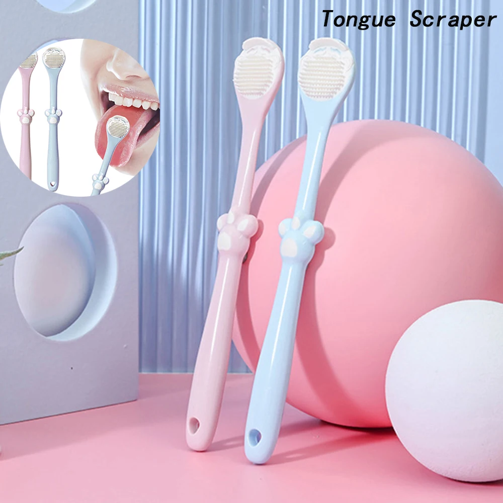 

1PC Cute Cat Paw Tongue Scraper Double Side Tongue Cleansing Tool Oral Care Health Care Fresher Breath Tongue Cleaner