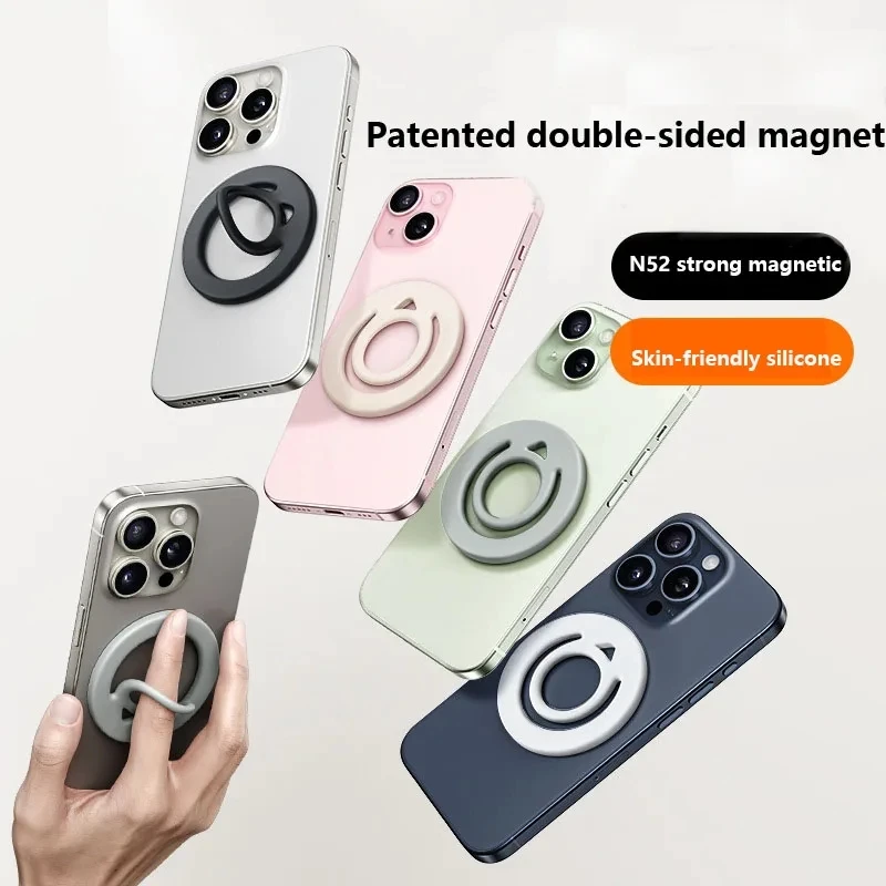 Universeller magnetischer Silikon-Fingerringgriff, doppelseitig, starker Magnet, runder Griff, Telefonhalter für iPhone, MagSafe-Ringform – Detail 2