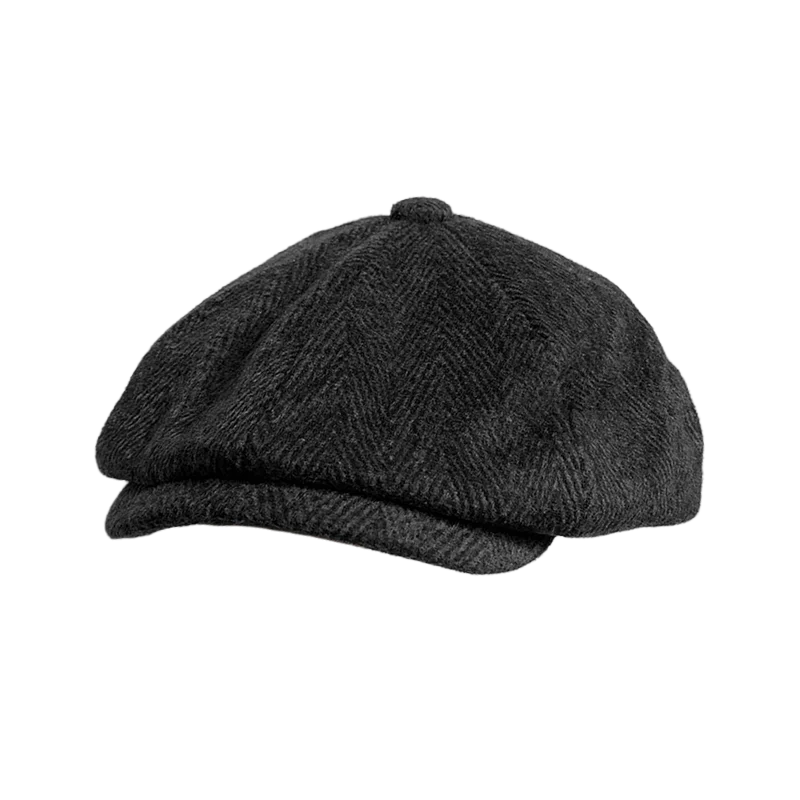 Men Retro Beret Mafia Movie Cosplay Wool Blend Vintage Herringbone Tweed Men Casual Newsboy Hat Flat Cap