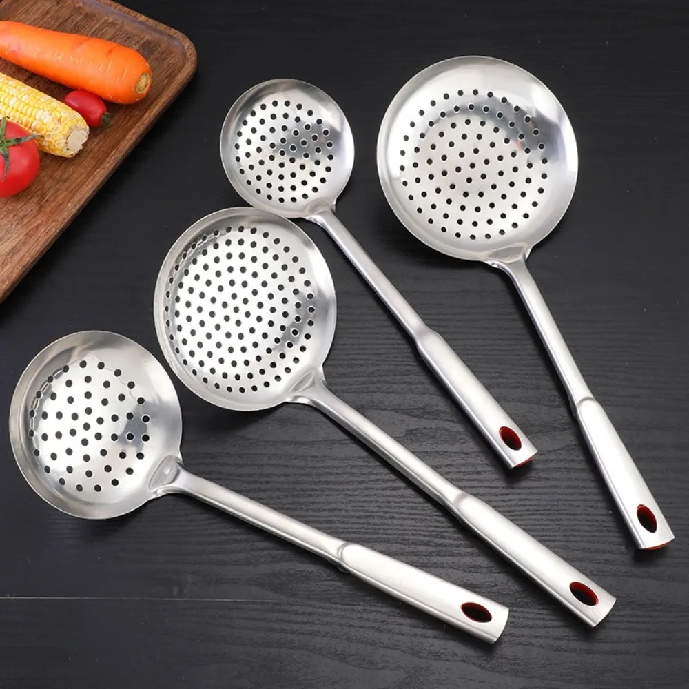 Durable Long Handle Stainless Steel Colander Multifunctional Thickened Food Strainer Sieve Scoop Cooking Tools Restaurant
