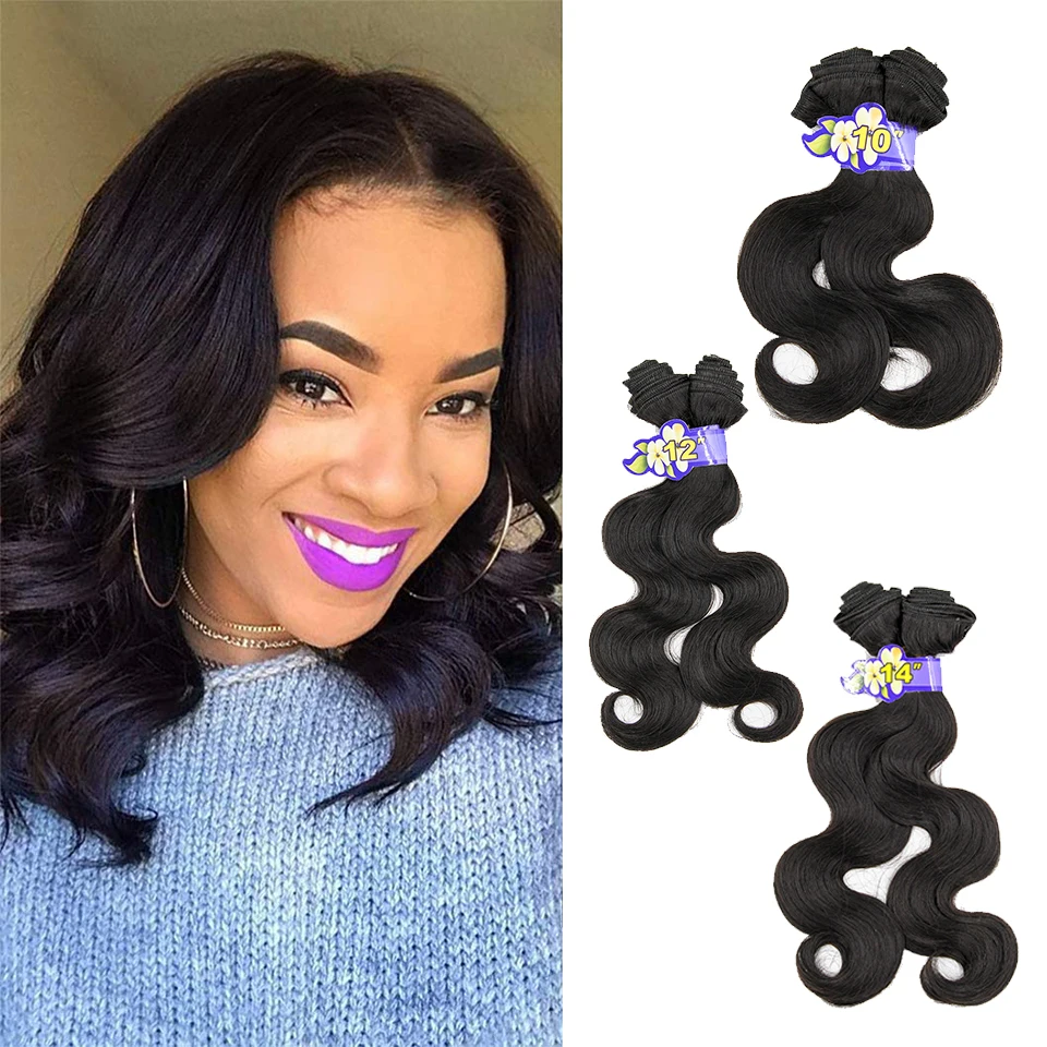 Body Wave Bundles 6pcs/Lot Synthetic Wigs 10 12 14 Inches Short Hair Extensions Heat Resistant Fiber Wigs Cosplay Party