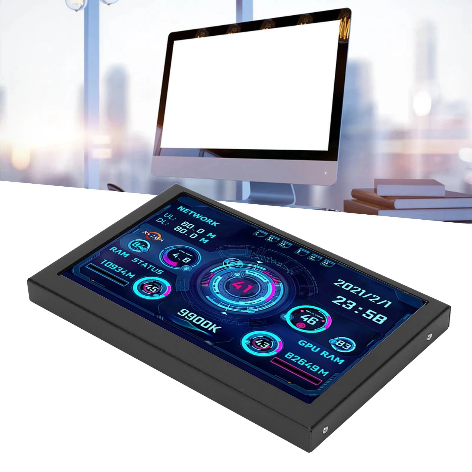 미니 ITX PC 케이스 모니터, PC CPU 데이터 모니터, 5 인치 IPS USB C 타입, AIDA64 온도 디스플레이, PC CPU GPU 데이터 모니터