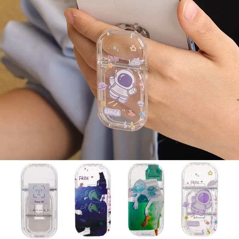 Acrylic Phone Stand Universal Retractable Phone Grip Holder Self-adhesive Phone Kichstand for Iphone Xiaomi Samsung Desk Bracket