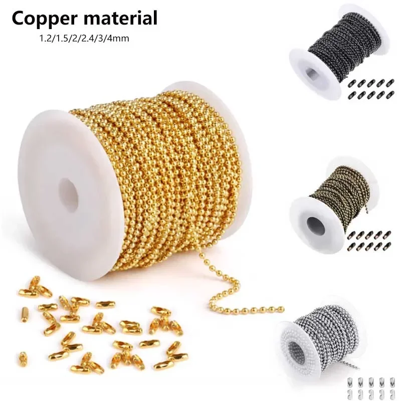 5m Gold, Black, Bronze, and Silvery Metal Ball Bead Chains for Jewelry Crafting and Design