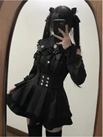 k Romantic oulder Bared irt And f Skirt Set Spring Autumn Japanese School orm Sle Two Piece Set for Teen Girls - Image 2