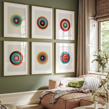 Cerchio geometrico astratto Stampe Dipinti su tela colorati Poster Immagini moderne di arte della parete per la decorazione del soggiorno di casa Senza cornice