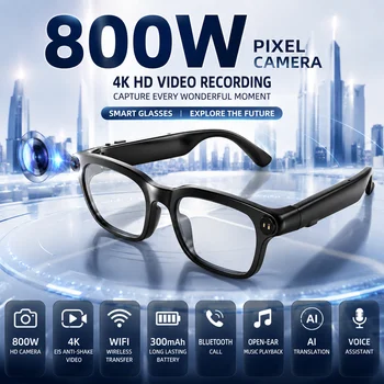 Nuovi Occhiali Intelligenti LIGE con AI, Registrazione Video HD, ChatGPT, Chiamate Bluetooth, Traduzione in 100+ Lingue, Riproduzione Musicale, Occhiali da Sole Smart per Uomo