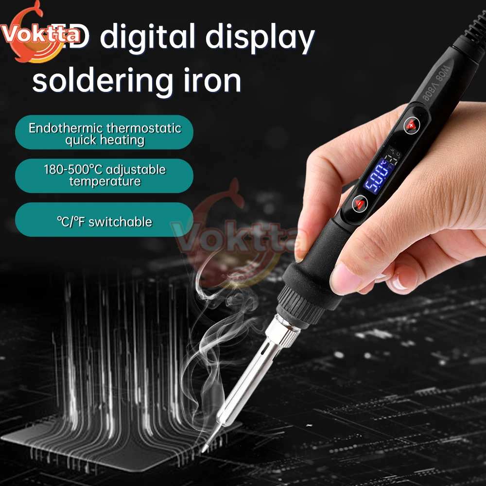 Soldering Iron Electric Soldering Iron Soldering Iron Kit Soldering Iron Set 80W LCD Digital Display Adjustable Temperature Heater Soldering Tips Tweezers Welding Repair Rework Tool