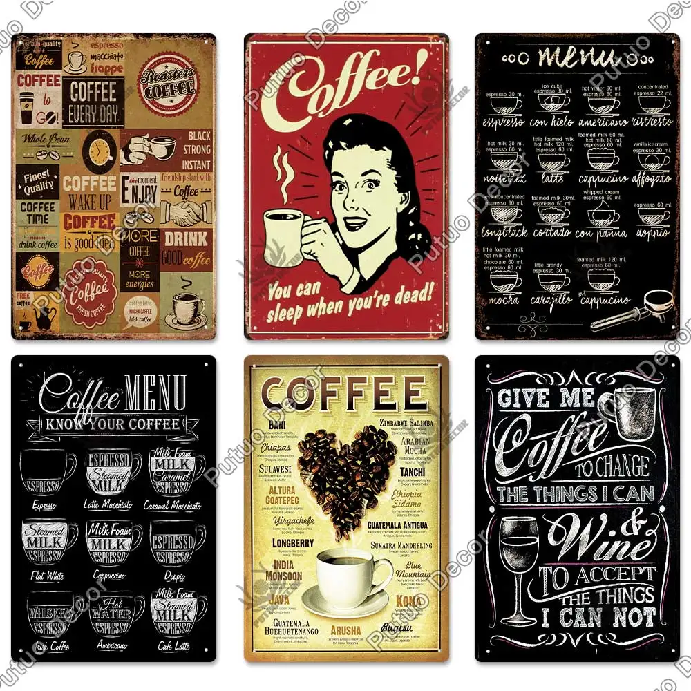 Vintage Coffee Bar Tin Sign Kitchen Coffee Bar Wall Decor - Temu