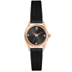 Elegant Women's Quartz Watch Set with PU Leather Strap - Perfect Gift (Black)