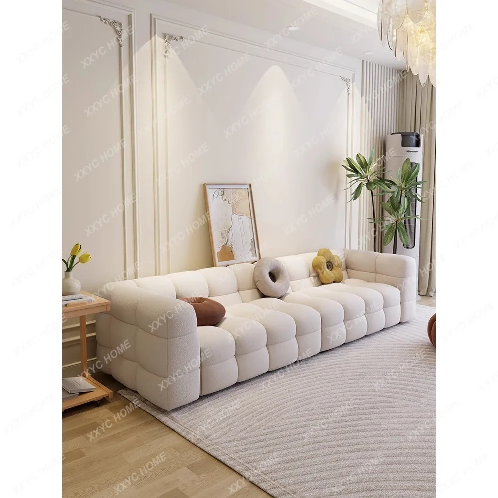 

Sofa Fabric Living Room Cream Style Lambswool Cotton Candy Sofa