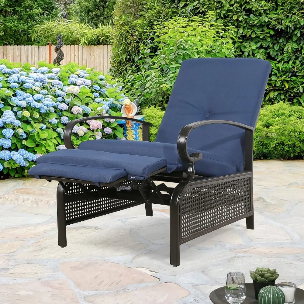 Outdoor Recliner Adjustable Patio Reclining Lounge Chair with Olefin Cushion, for Poolside, Beach, Yard, Outdoor Recliner 3