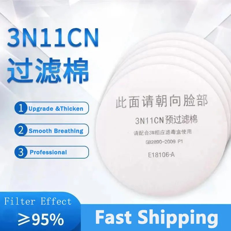 

3N11 Filter Cotton Apply to 3200/308/1201 Dust Mask 3001/3301/3303/385 Gas Mask Cartridge For Carpenter Builder Miner Polishing