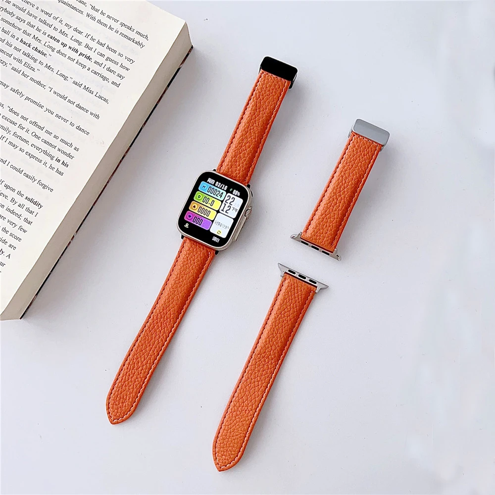 

Ремешок кожаный для Apple Watch 8 7 45 мм 41 мм Ultra 49 мм, браслет с магнитной застежкой для iWatch Series 6 5 4 SE 44 мм 40 мм 3 42 мм
