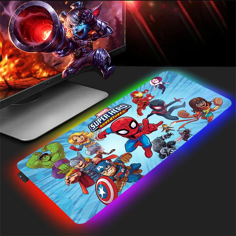 Marvell Speed Mouse Pad Large RGB Desk Mousepad Gamer Backlit Cabinet Mat Anime Gaming Extended Pc Accessories Carpet Xxl Mause