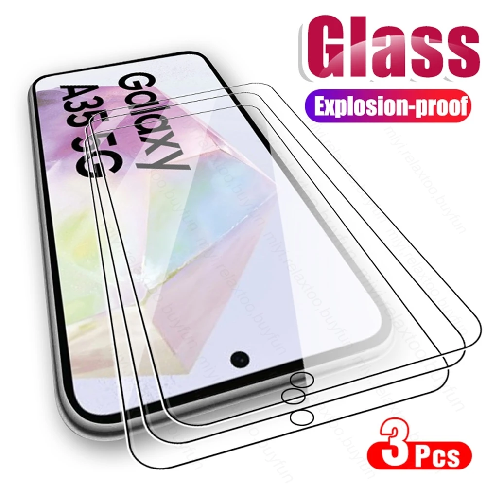 Custodia Samung A35 5G 3 Pezzi Hd 9H Pellicola Salvaschermo In Vetro Temperato Per Samsung Galaxy A35 5G A 35 2024 Sm-A356B/Ds 6.6"