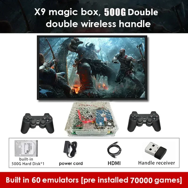 NEW X9 Retro Mini Game Box Super Console 4G RAM Built-in 70000+ Games Emulators Accessories 4K HD Display On TV Projector Monit