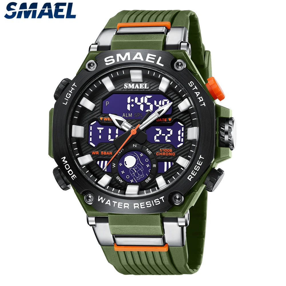 New Digital Watches For Men Alloy Case Waterproof Functional Analog Sport Military Watch SMAEL 8069 4k 5 4inch cctv ipc analog tester multi functional otdr and measuring instrument optional hdmi vga input digital cable tracer