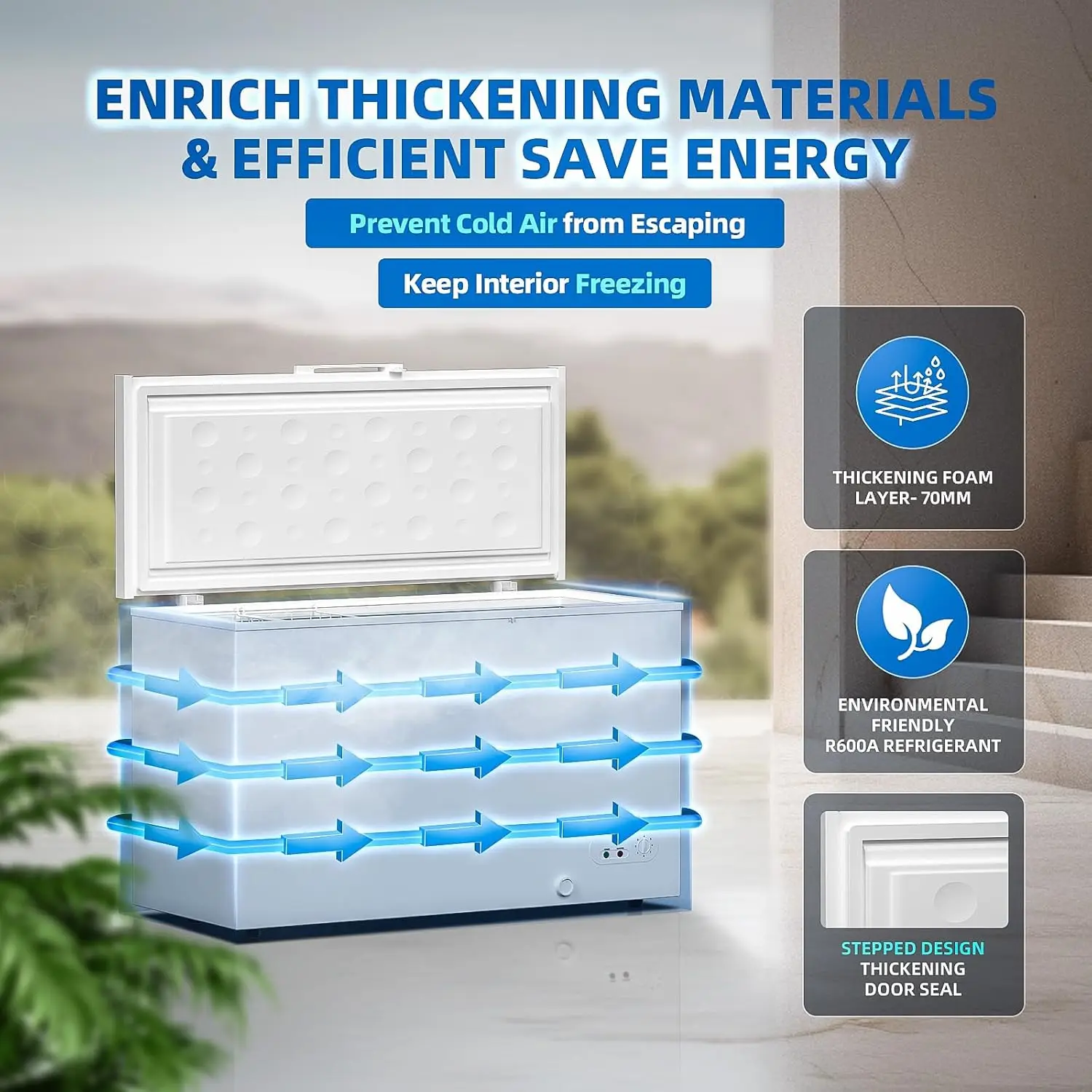 16 Cu.Ft. Chest Freezer 2 Removable Baskets Freezer Top Door 7 Temperature Control from -13℉-14℉ Energy Saving Home 5