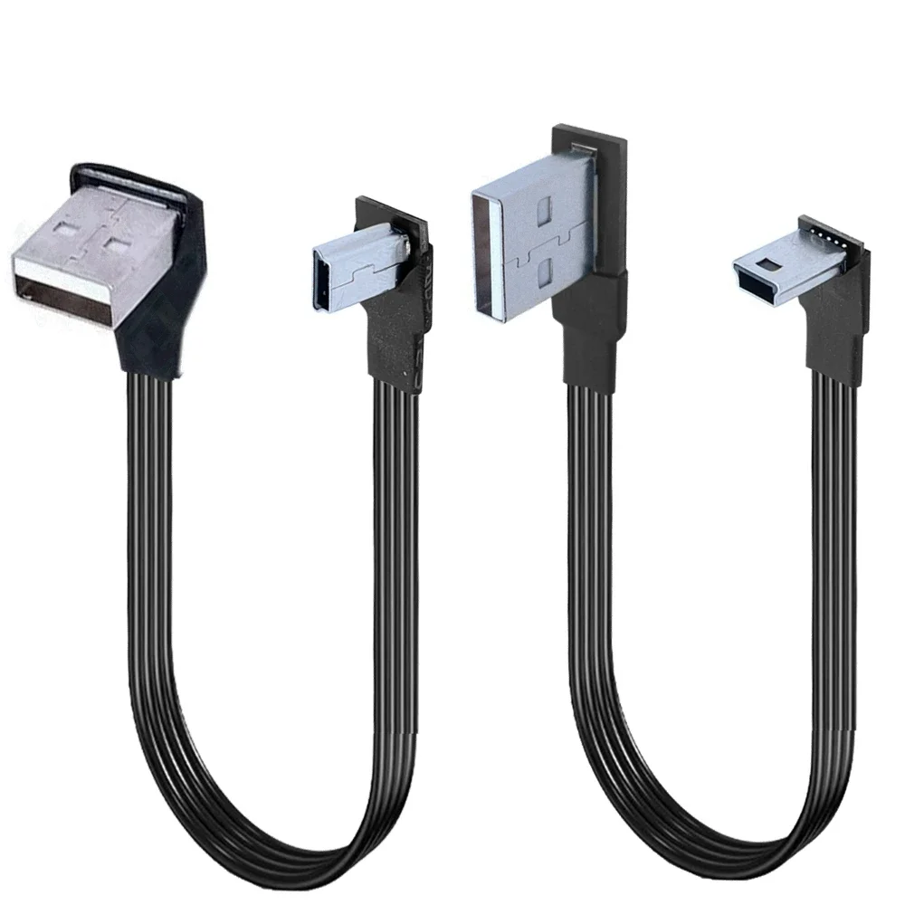 

5cm 10cm Mini USB B Type 5Pin Plug Straight Up Left Angled 90° to USB 2.0 Plug Data Cable 0.2 m 0.5 m 1m 2m 3m