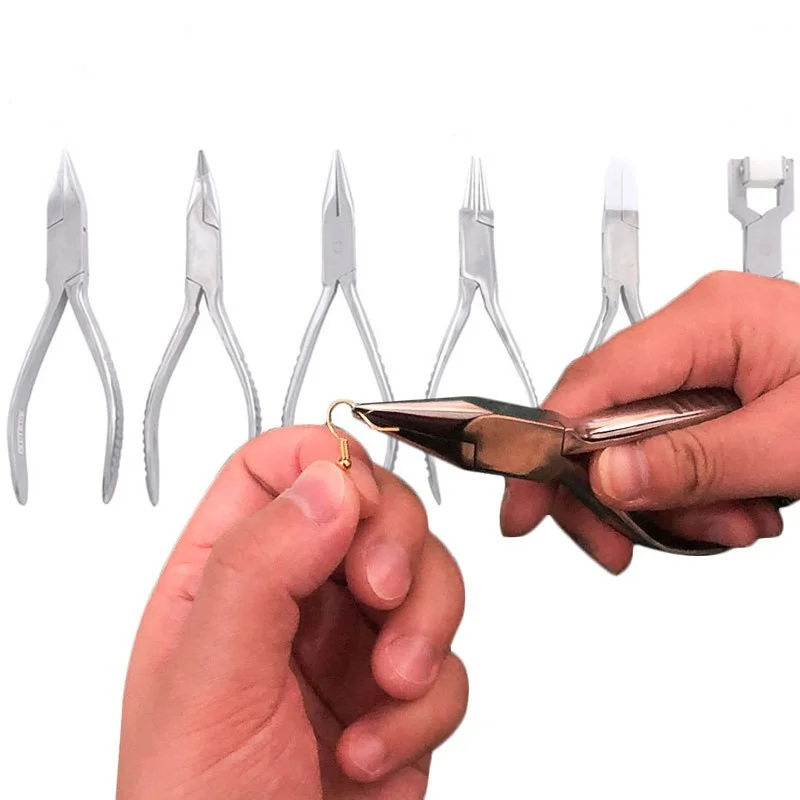 

Professional Stainless Steel Needle Nose Pliers Jewelry Making DIY Glasses Optical Bangle Watch Ring Repair Tools Nylon Cutters