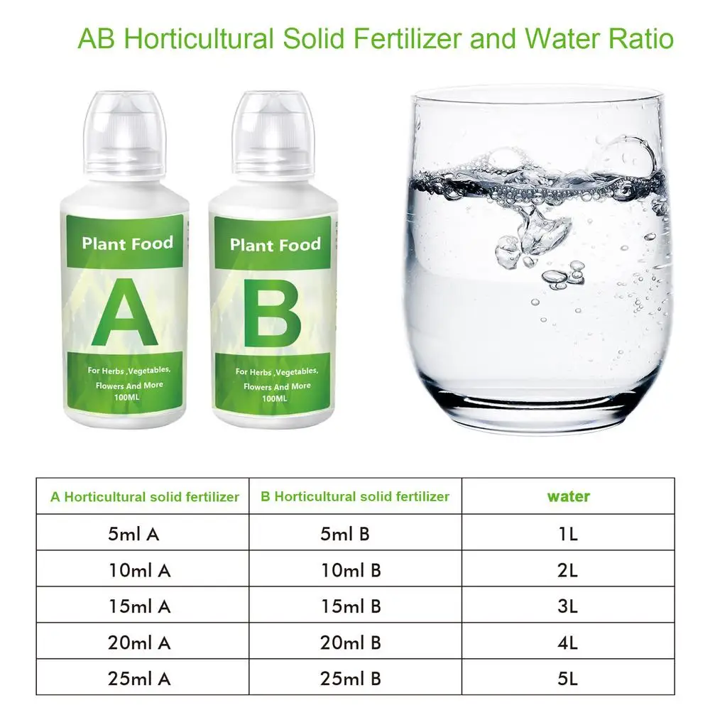 2PCS Box General Hydroponic Nutrient 200ML Liquid A And B Fertilizer Solution Kit For Growing Plant Flowers Hydroponic Nutrients