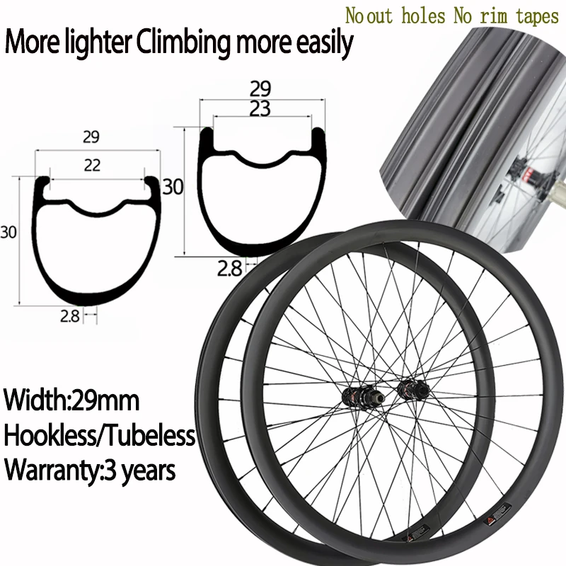 Carbon Road Bike Disc Brake Wheels 30mm Clincher Tubeless Center Lock