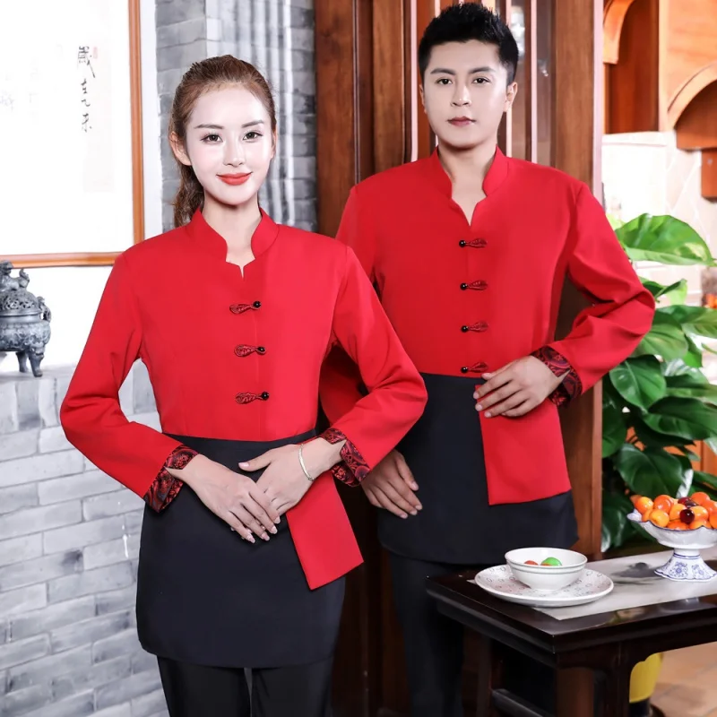 WholesaleSupplyAutumnTeaHouseWaiterLongSleeveChineseRestaurant