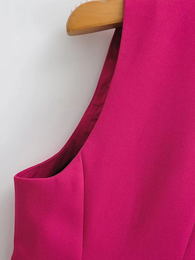 KEYANKETIAN New V-neck Single Breasted Rose Red Suit Vest Women Slim Short Fashion Asymmetrical Thin Sleeveless Coat Vest