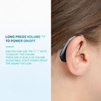 JINGHAO 1Pair Rechargeable Elderly Ear Hearing Aids BTE Visible Hearing Amplifier with Charger Dock Sound Device Grey 2