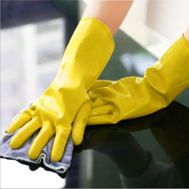 Yellow Rubber Gloves Wash Dishes Waterproof Latex Rubber Laundry Cleaning Kitchen Gloves dishwashing gloves cleaning gloves