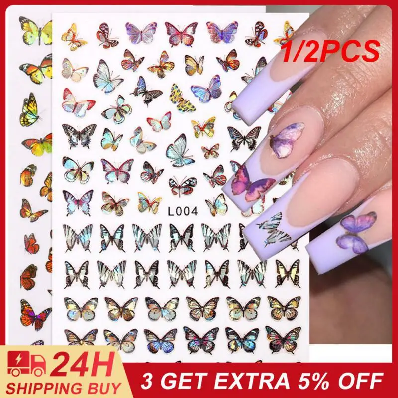 

1/2PCS Manicure Stickers Easy To Carry 3d Nail Decal Stereo Nail Stickers Butterfly Nail Art Sticker Small Design Patch Design