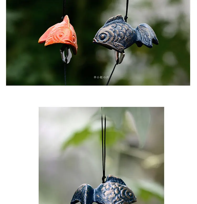 Description Picture 3 of itemJapanese Wind Chime Cast-Iron Outdoor Ornament for Garden, Patio & Balcony, Hanging Metal Wind-Bell Decoration Gift,Goldfish