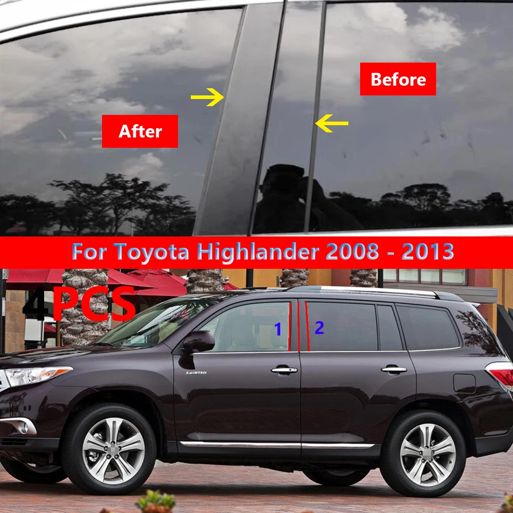 

Полированные столбы для Toyota Highlander 2008-2013, 4 шт.