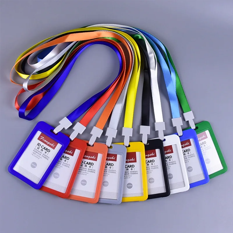Vibrant Dual Clear ID Card and Badge Holder with Lanyard for Office and School Use