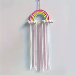 Colorful Wall - Mounted Hair Accessory Organizer with Tassels and Bow Clips Display (Hairpin storage)