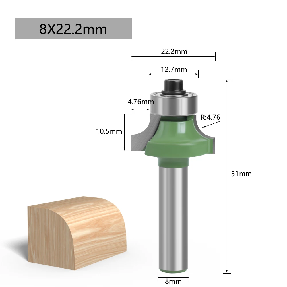 LAVIE 6 Stück 8 mm Ecke runder Fräser mit Lagerfräser für Holz Holzbearbeitungswerkzeug MC02048 – Detail 4