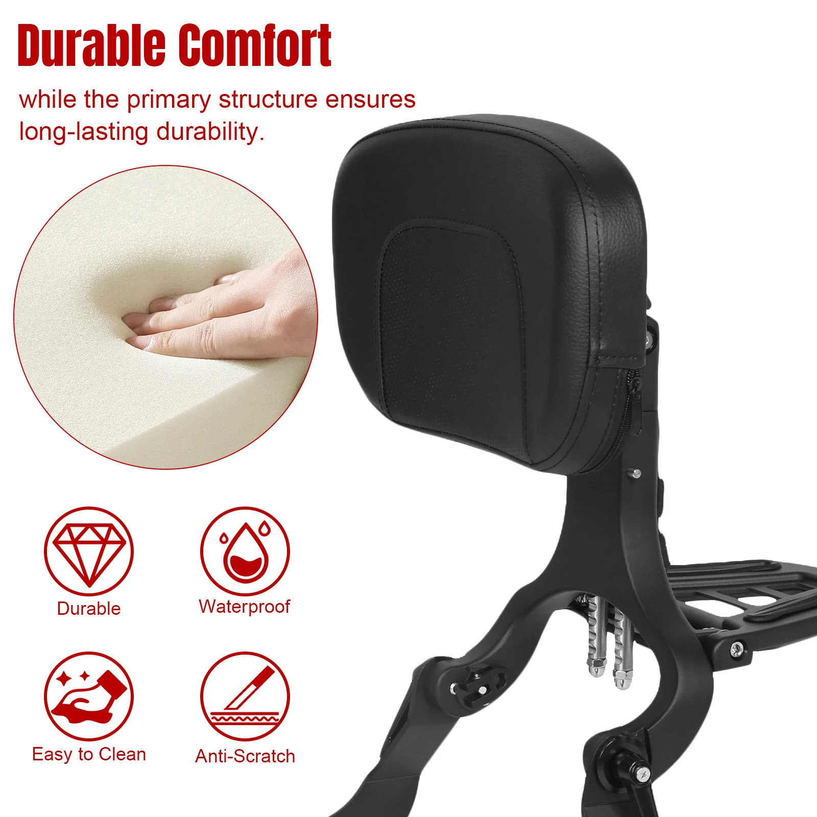 Motorcycle Back Cushion Pad Adjustable Passenger Backrest Pad Rotatable Rider Backrest for Harley XG750/500 Street750/500 14-22