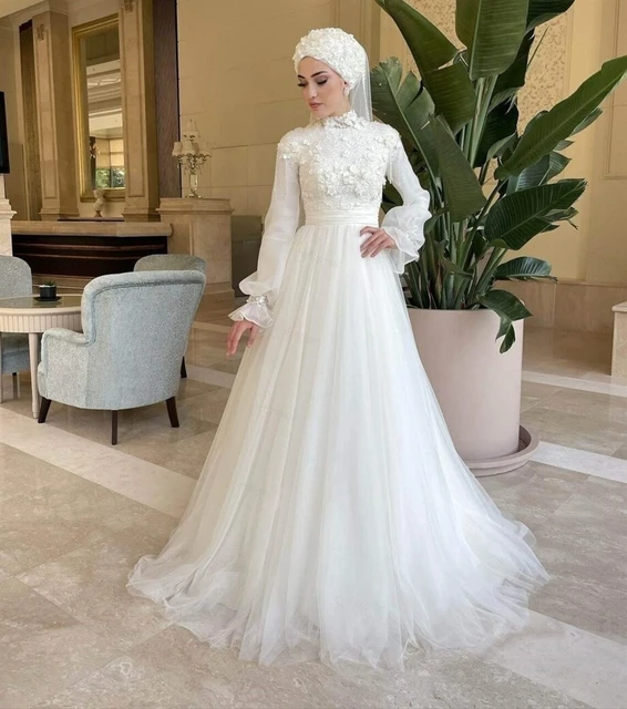 Muslim Princess Wedding Dress with Hijab Plus Size Lace Appliques –  ROYCEBRIDAL OFFICIAL STORE