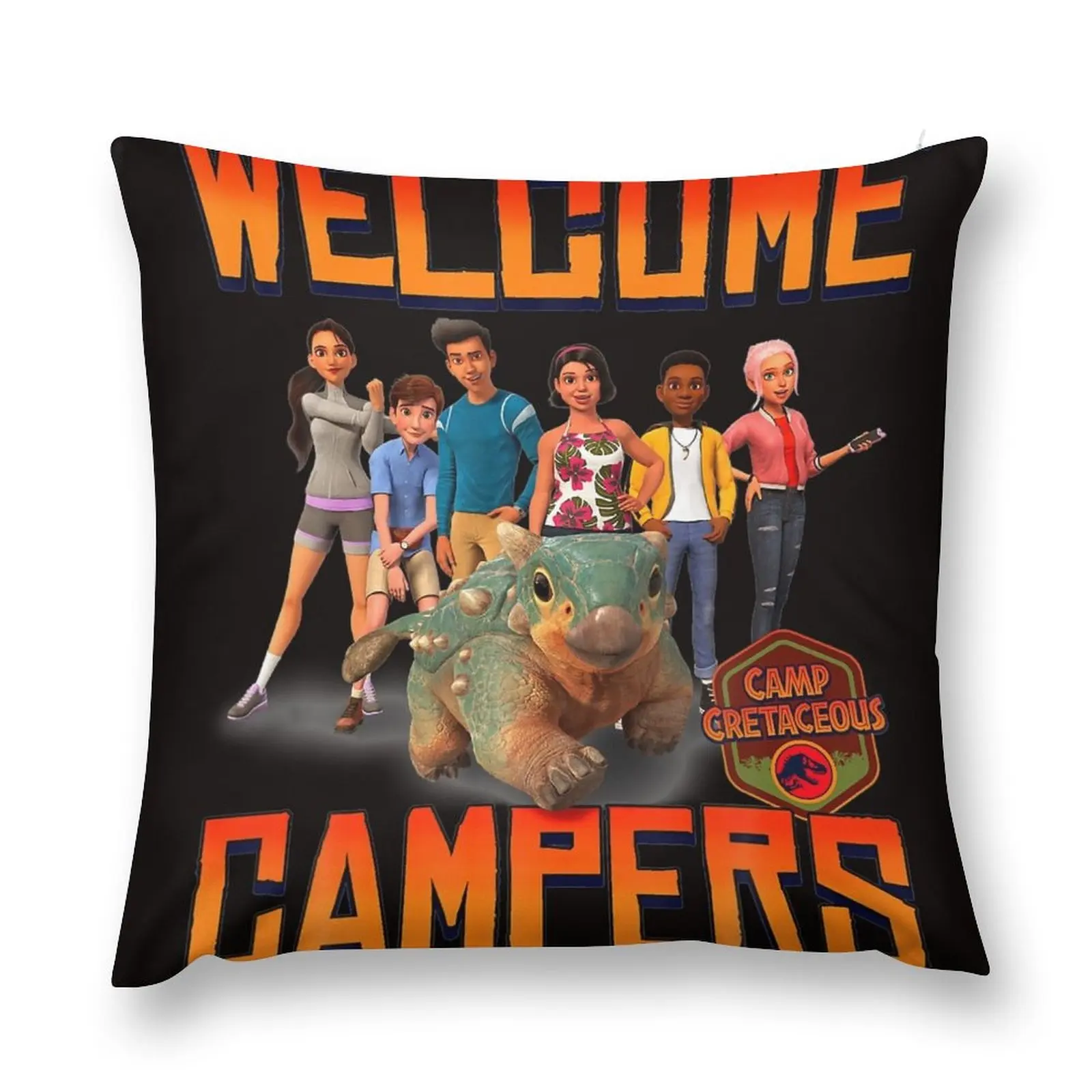Jurassic World Camp Pentaceous Welcome Campers Group T Shirt Throw Pillow Pillow Case Christmas Custom Cushion