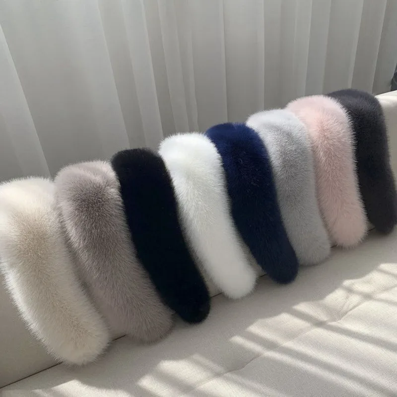 FurCollarFoxFurScarfStraightCollarFurryFurCollarForWinter