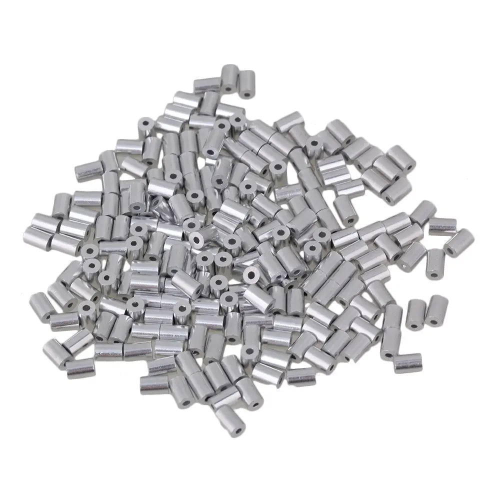1mm Round Ferrules Sliver Aluminum Crimping Loop Wire Rope Clip Sleeves Clamps for M1 Wire Rope Pack of 500