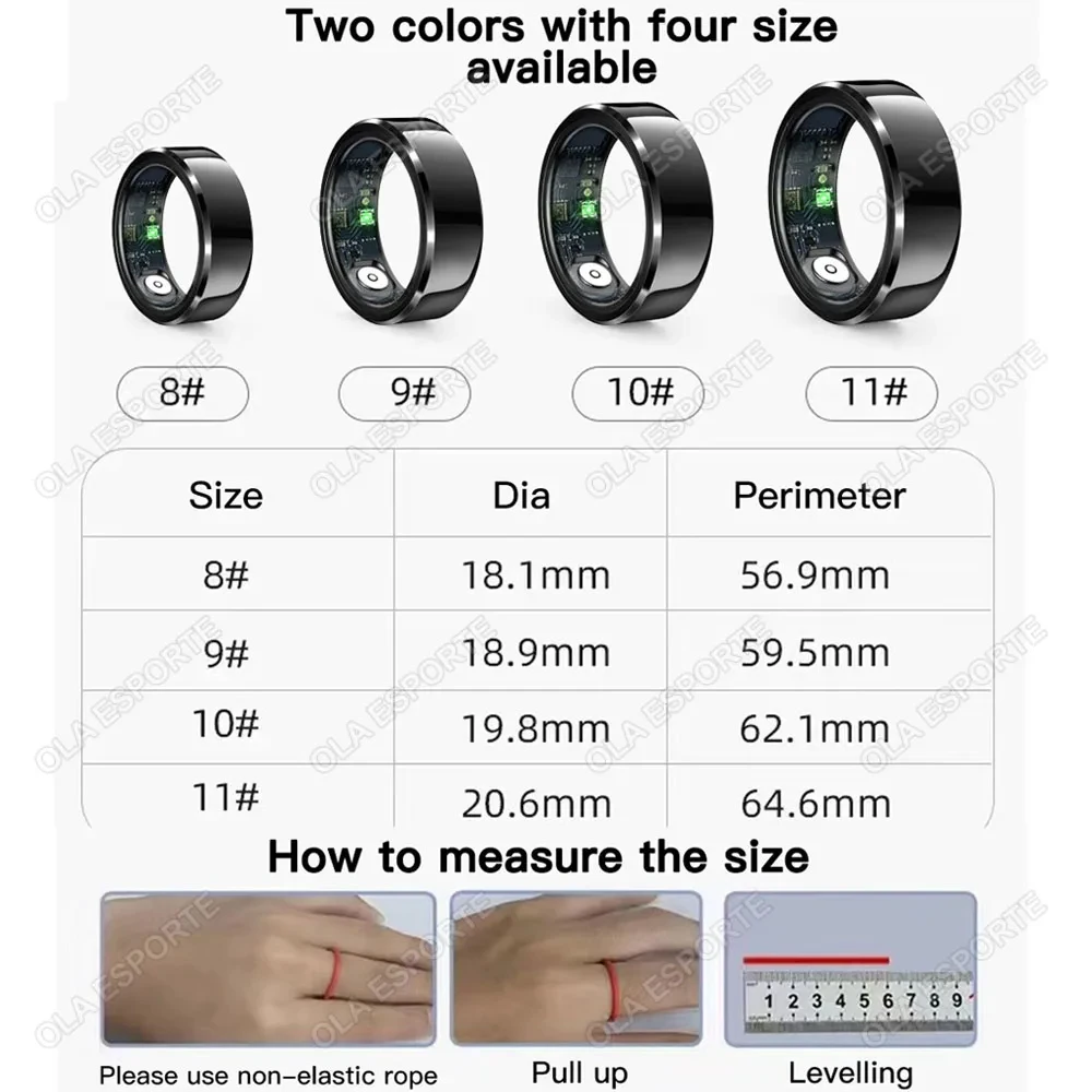 2025 New Smart Ring Man Women Heart Rate Sleep Monitoring ring IP68 & 5ATM Waterproof Multi-sport Mode Smartring For Android IOS