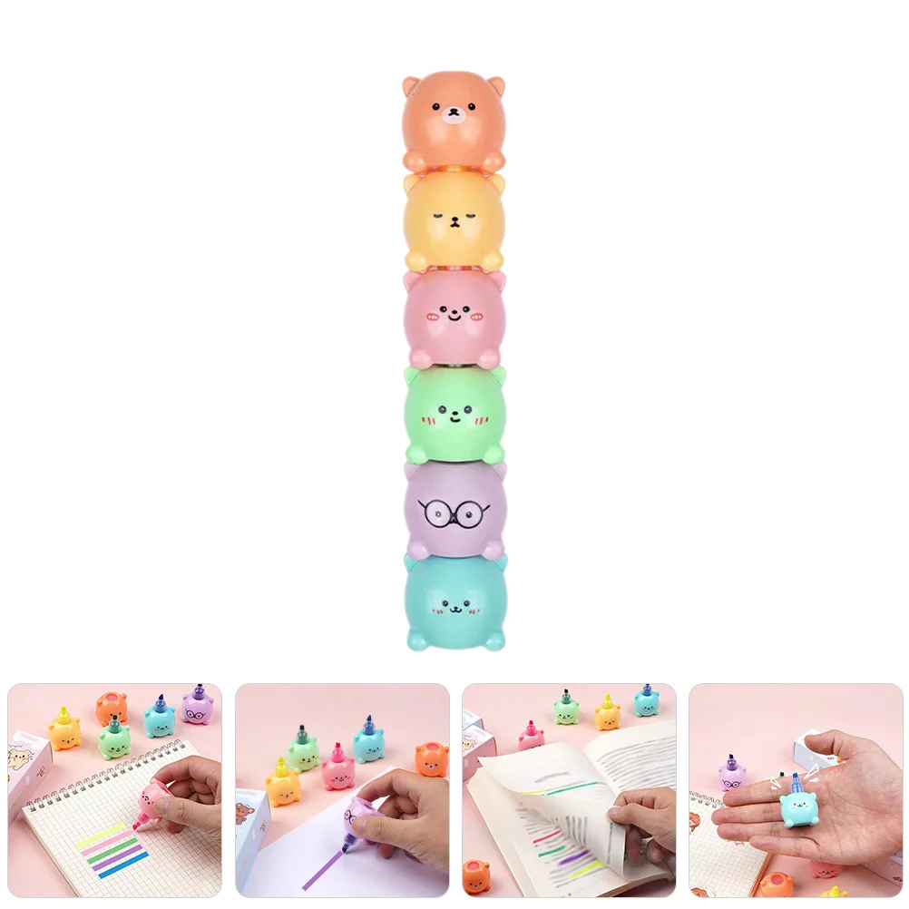 

Bear Highlighter Student Pen Stackable Highlighters Scrapbook Portable Small Plastic Markers Child